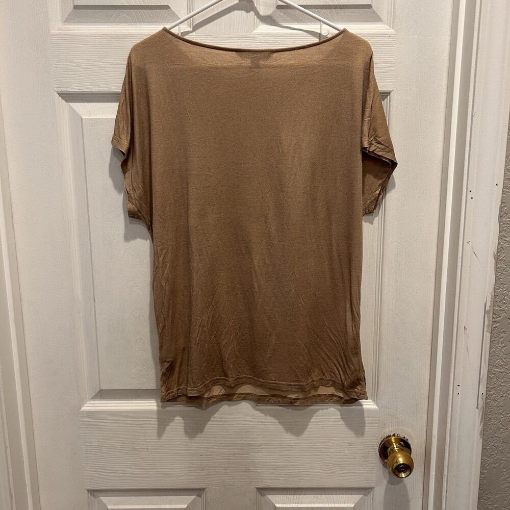 Lauren Ralph Lauren Metallic Gold Short‎ Dolman Sleeve Top Women’s Large Vintage - Picture 4 of 5